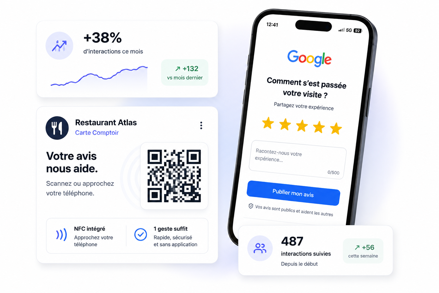 Carte REV2TAP et avis Google sur smartphone